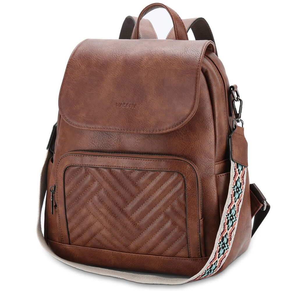 3476 Backpack Purse , Chevron Quilted Vegen Leather Flap Backpack